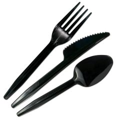 Max Packaging 70 40 B Black Plastic Cutlery Kits - F/K/S