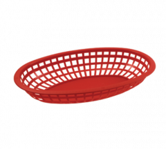 Bar Maid CR-654R Red Oval Plastic Basket - 9-1/2" x 5" x 2"