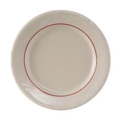 Tuxton YBA-090 Monterey 9" Wide Rim Plate, Eggshell w/ Berry Rim