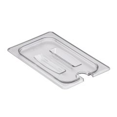 Cambro 40CWCHN135 1/4 Size Notched Food Pan Cover w/ Handle, Clear