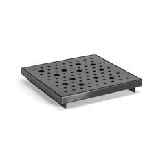 FOH BPT036BKS22  6" Square Brushed Stainless Footed Drip Tray, Matte Black