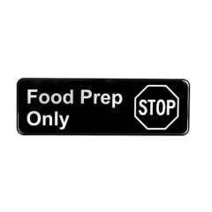 Tablecraft 10353  9" x 3", "Food Prep Only" Sign