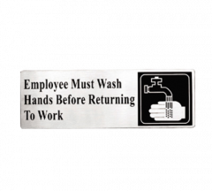 Tablecraft B22 3 X 9" Stainless Steel Employee Must Wash Hands Sign
