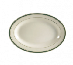 City Arts China GS-33 Greenbrier Platter, Green Band/American White