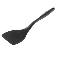 Tablecraft 10055 Black Silicone-Coated Stainless Steel 12 7/8" Solid Spatula