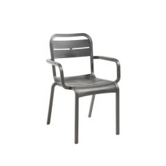 Grosfillex UT511002 Cannes Charcoal Resin Outdoor Stacking Arm Chair