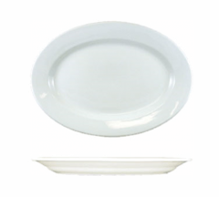 ITI DO-83 Dover 11-1/2"X8-1/4" Porcelain Wide Rim Oval Platter, European White