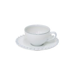 Costa Nova PECS05-WHI Pearl 3oz Coffee/Espresso Cup & Saucer, White