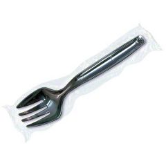 Max Packaging SF9B Wrapped Plastic 9" Serving Fork, Extra Heavyweight, Black