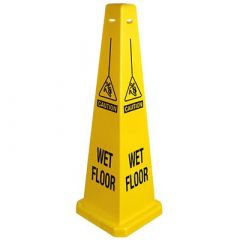 American Plastics 221YW Safety Cone 26"H Wet Floor Sign, Yellow