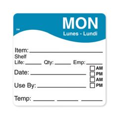 Daymark IT110062C-1-MON Day of the Week 2.5"X2.5" Labels, Blue/Mon, Roll/125