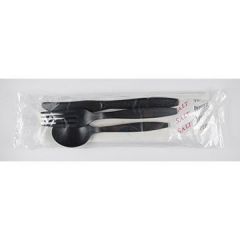 Max Packaging 364 40 B Black Plastic Cutlery Kits w/Soup Spoon