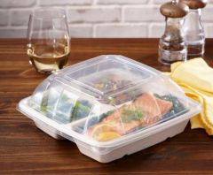 Sabert 51901F300PP Lid Dome for 32-48oz Square Container, Clear