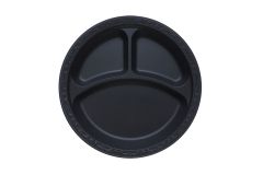 Ecopax PP093-BK Pebble 3-Compartment Plate, Plastic, 9", Black