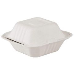 Empress EHL-66-PF Hinged 6"x6"x3" Takeout Container, PFAS Free