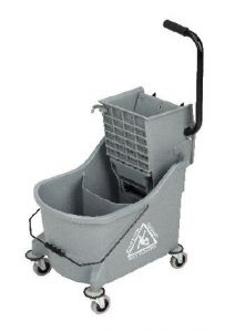 NuFiber DB50-SP Divided Mop Bucket w/ Side Press Wringer, Gray