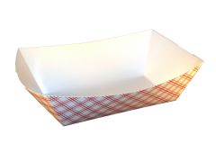 Kari-Out 8707 Specialty Red Plaid Food Tray #40 (6 oz)