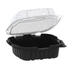Anchor Packaging 4666620 Crisp Food Technologies 1-Comp. Hinged Lid Takeout Container - 6" x 6"