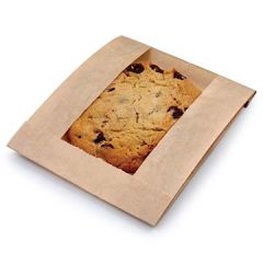 Bagcraft 300114 EcoCraft Grease-Resistant Window Bag, Paper, 5" x 1-1/2" x 7", Natural