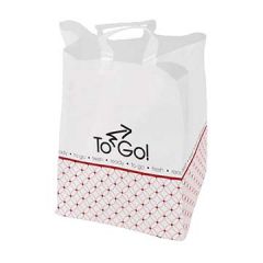 Bagcraft 300557 ToGo! 14" x 10" x 16" Soft Loop Printed Plastic Carry Out Bag