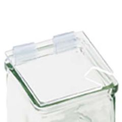Cal-Mil Lid with Notch for 4" x 4" Glass Jars, Plastic Hinge