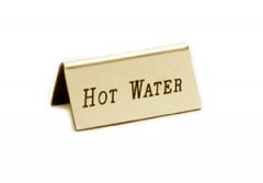 Cal-Mil 228-3-011 "Hot Water" 3"x1 1/2" Gold Beverage Tent Sign