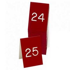Cal-Mil 3-1/2" X 5" Red/White #26-50 Engraved Number Tent (Two-Sided)