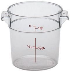 Cambro RFSCW1135 Camwear Storage Container, Round, 1 qt, Clear