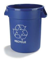 Carlisle 341032REC14 Bronco 32 Gal Blue Recycle/Waste Container-Round