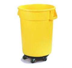 Carlisle 34113204 Bronco Yellow 32 Gal Round Waste Container w/ Dolly