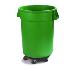 Carlisle 34113209 Bronco 32 Gal Green Waste Container w/ Dolly