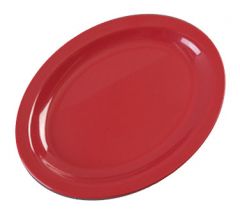 Carlisle Kingline 12"x9" Red Melamine Oval Narrow Rim Platter