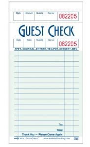 National Checking Company G3674 Guest Check 3-1/2"x6-3/4"