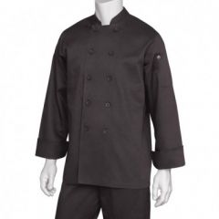 Chef Works BASTBLKXL Bastille Basic Black Chef Coat - XL
