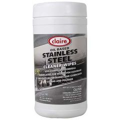 Claire CL993 9.5" x 12" Stainless Steel Wipes - 40 Wipes per Tub