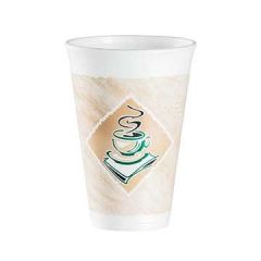 Dart 16X16G Cafe G 16 oz Green Thermo-Glaze Printed Foam Cups