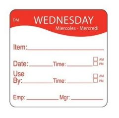 Daymark 1100533 Red Wednesday Use By Label, Roll/250