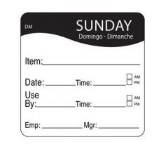 Daymark 1100537 Black Sunday 'Use By' Label, Roll/250