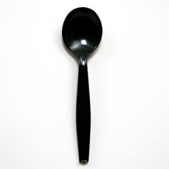 Empress E183004 Banquet Hvy Wt Black Plastic Soup Spoon - Bulk