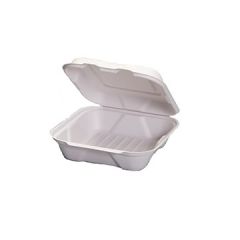 Genpak HF240 Harvest Fiber 8" Compostable Hinged To-Go Container
