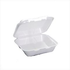 Genpak SN240 Snap-it 8.25" White Foam Hinged-Lid To-Go Containers