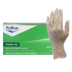 Hospeco GL-V103FX ProWorks® Vinyl Clear Powder Free Gloves, X-Large