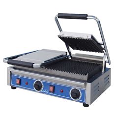 Globe GPGDUE10 10" x 10" Bistro Grooved Double Panini Grill