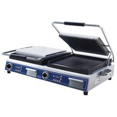 Globe GPGDUE14D 14" x 28" Deluxe Grooved Double Panini Grill