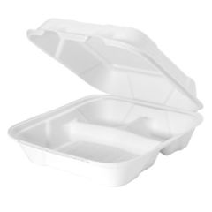 Genpak HF203 Compostable Large Hinged 3 Compartment Container