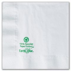 Hoffmaster 057300 Earth Wise White Recycled Beverage Cocktail Napkin - 2 Ply