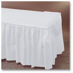 Hoffmaster 110010 29" x 14' White Plastic Table Skirt