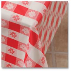 Hoffmaster 112006 54" x 108" Red Gingham Plastic Table Cover