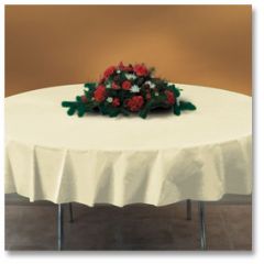 Hoffmaster 112012 82" Ivory Octy-Round Plastic Table Cover