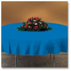 Hoffmaster 112014 82" Blue Octy-Round Plastic Table Cover